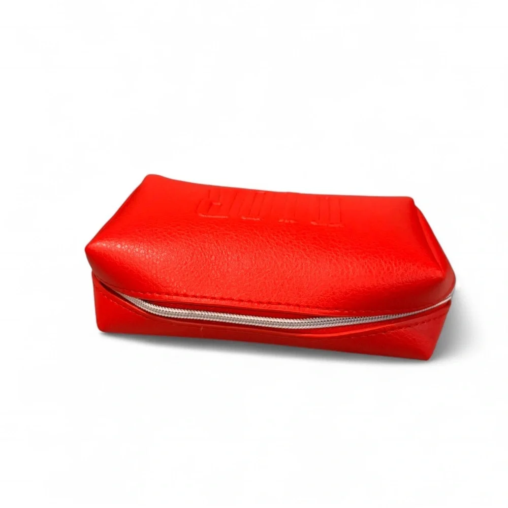 NWT Dior Red Embossed Logo Cosmetic Makeup Pouch Bag w/ Zipper Protector - Picture 2 of 8